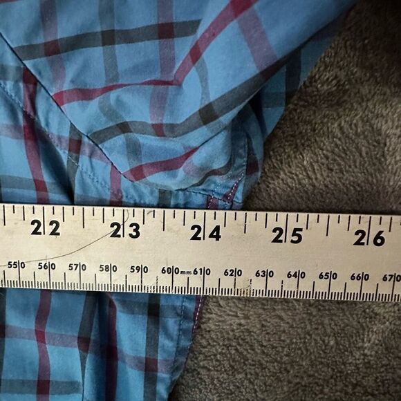 Bugatchi Uomo LS Button Down Shirt Mens L Blue Check Classic Fit Pop Cuff - Picture 10 of 11